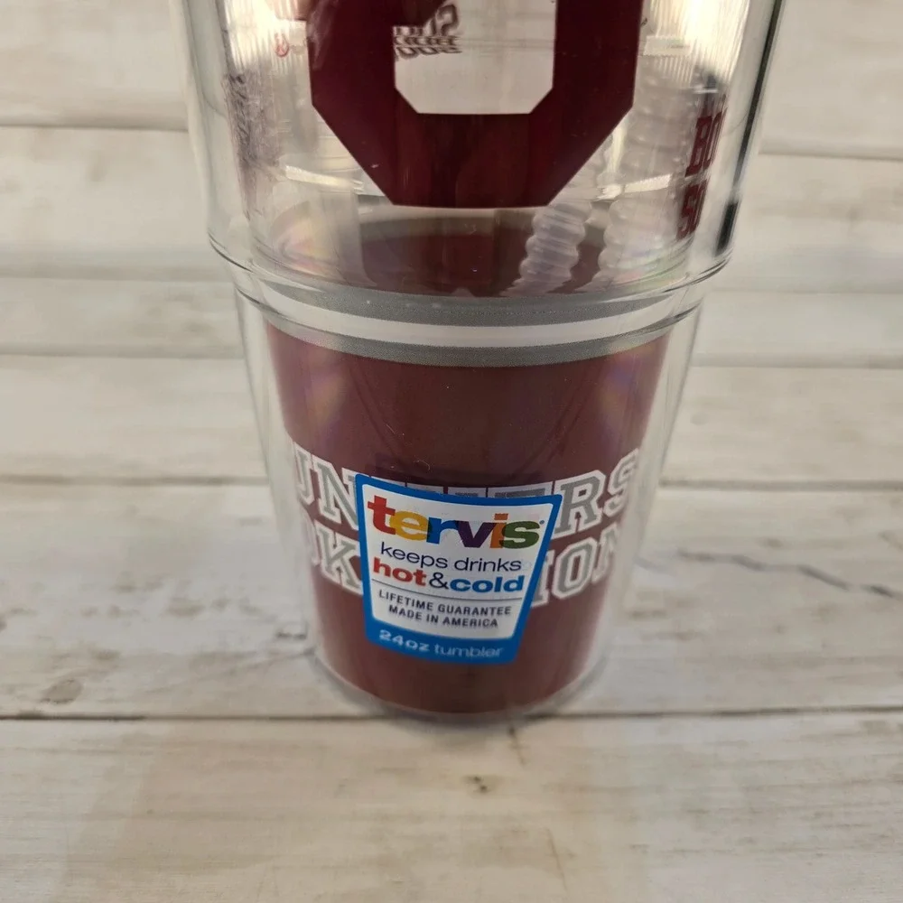 New Tervis Oklahoma Sooners 24oz Tumbler Boomer Sooner Insulated Cup w Lid Straw